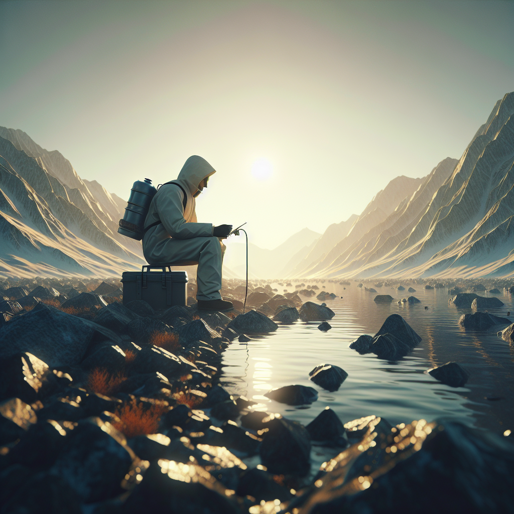 Generate a high-quality, photorealistic image using natural lighting and soft shadows showing a public figure's significant investigation into the issue of water safety related to ALS in the location of Nevada.