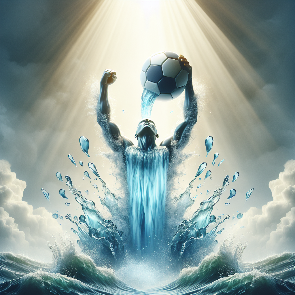 Create a high-quality, photorealistic image symbolizing the concept of 'Final Judgment' using natural lighting and soft shadows. Illustrate an ALS victory represented by fresh and clean water, signifying freshness and positivity. The mood of the image should be stunning and powerful.