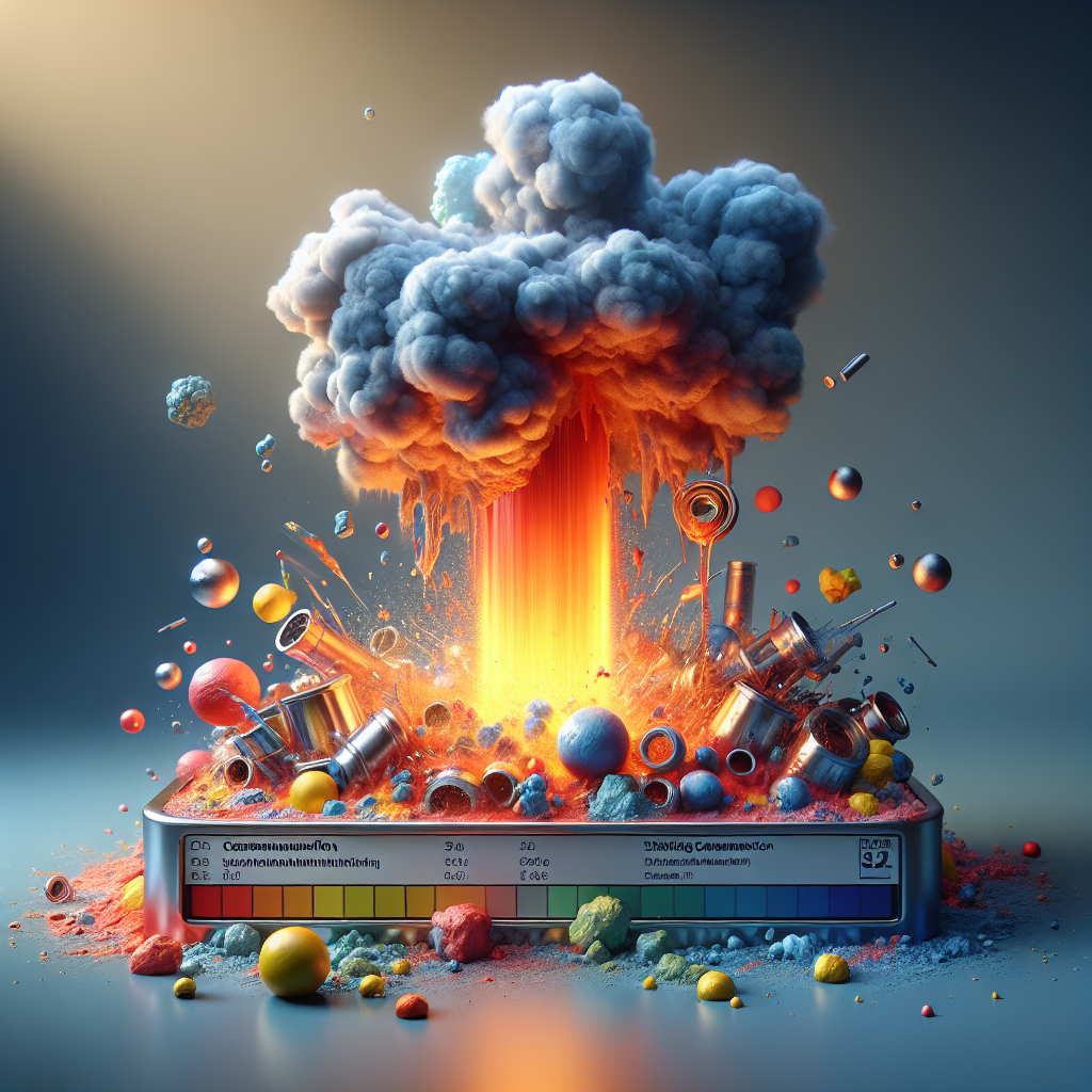 A high-quality, photorealistic image illustrating the concept of shocking contamination failures related to alkaline metals in flow. The image uses natural lighting to highlight the contrast and has soft shadows that add depth to the scene. The main subject is the alkaline metals undergoing a change, indicating a failure due to contamination. This incident is represented with vibrant colors and dramatic visual cues to show the shocking nature of the failure.