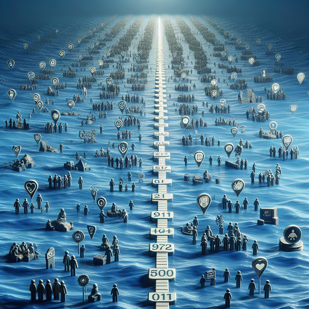 An accurately represented timeline strewn across the expanse of blue water, each mark on the timeline leading to a different aspect of ALS support groups. Key events, milestones and resources are clearly visible along this unique timeline. Positioned subtly throughout the water-themed timeline, are symbolic icons of solidarity, care, positivity, and awareness. The atmosphere represents a safe and supportive community who are dedicated to combatting ALS together. Ideal for an article focusing on the growth and multifaceted nature of ALS support groups.