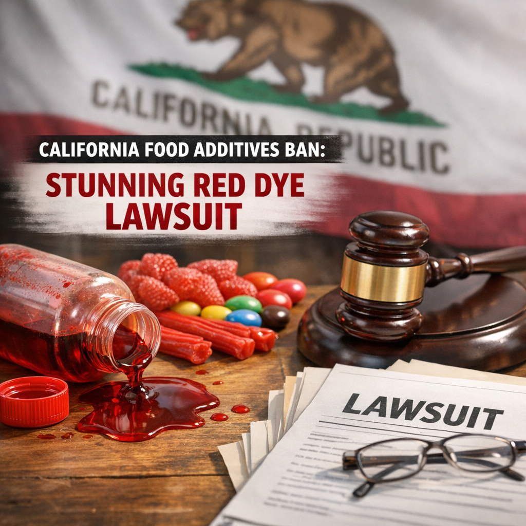 Illustration of California Food Additives Ban: Stunning Red Dye Lawsuit