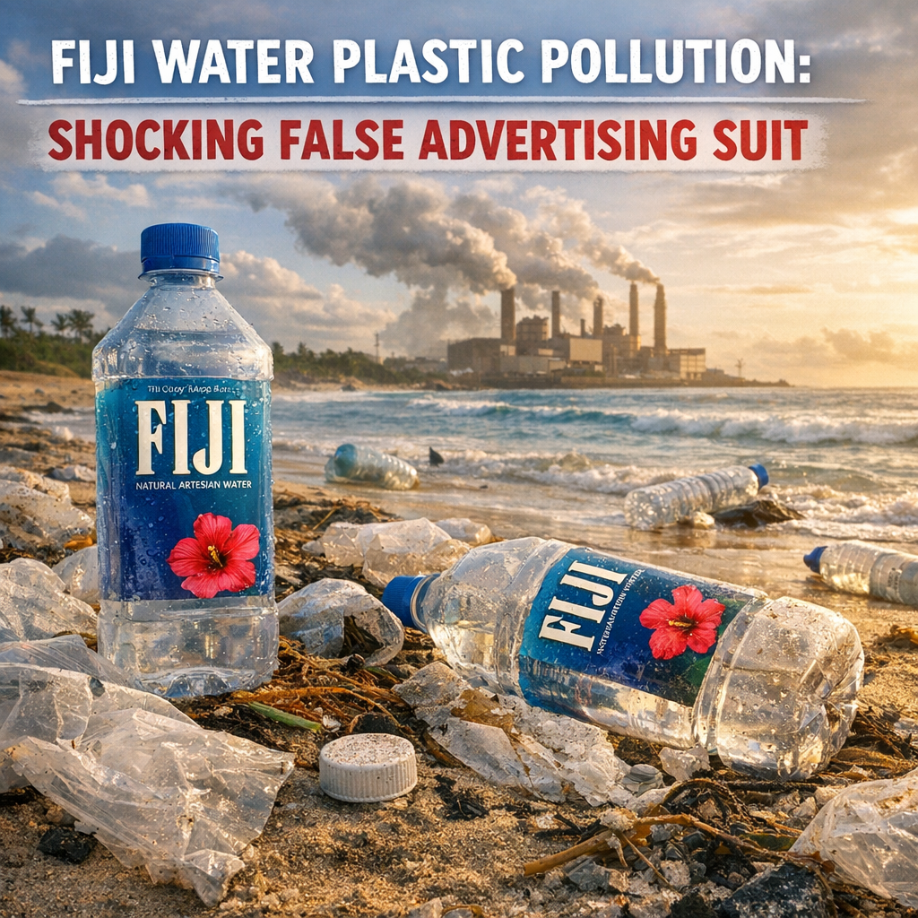 Illustration of Fiji Water Plastic Pollution: Shocking False Advertising Suit