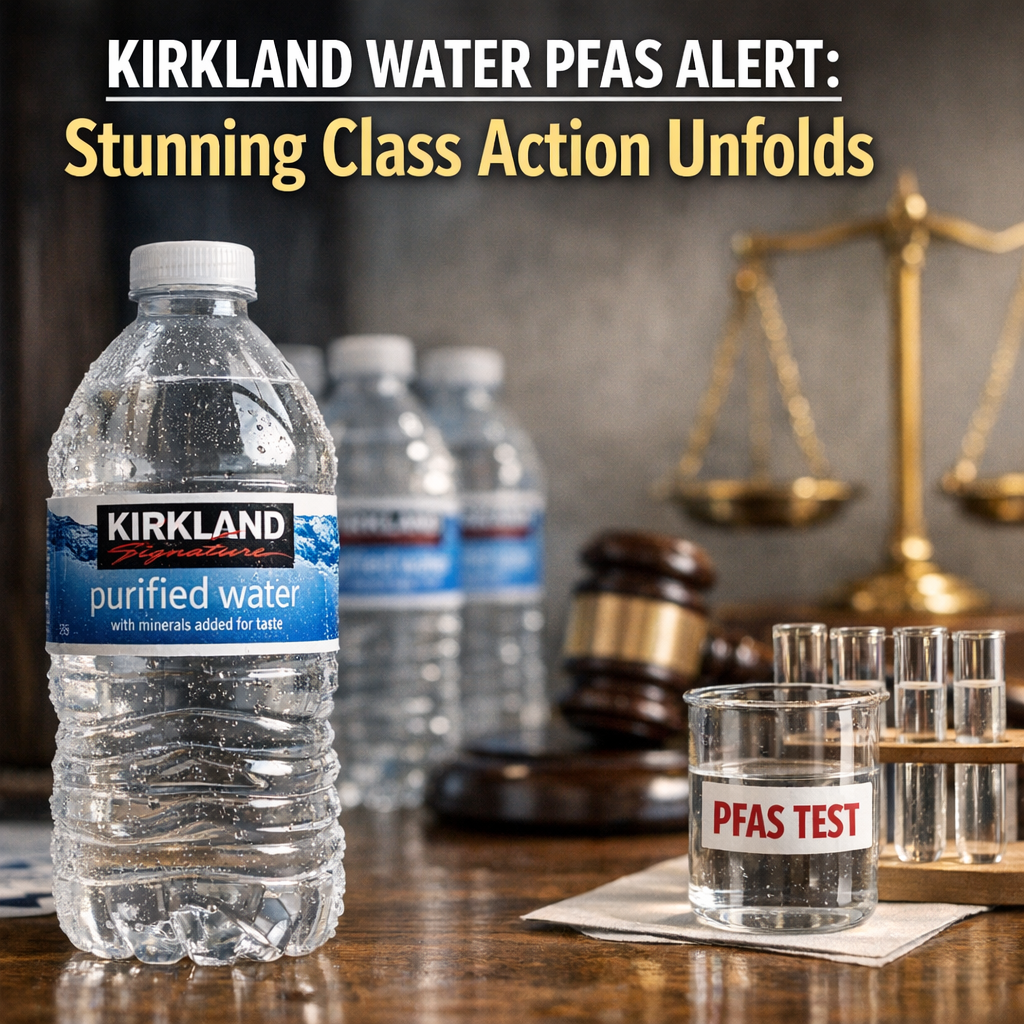 Illustration of Kirkland Water PFAS Alert: Stunning Class Action Unfolds