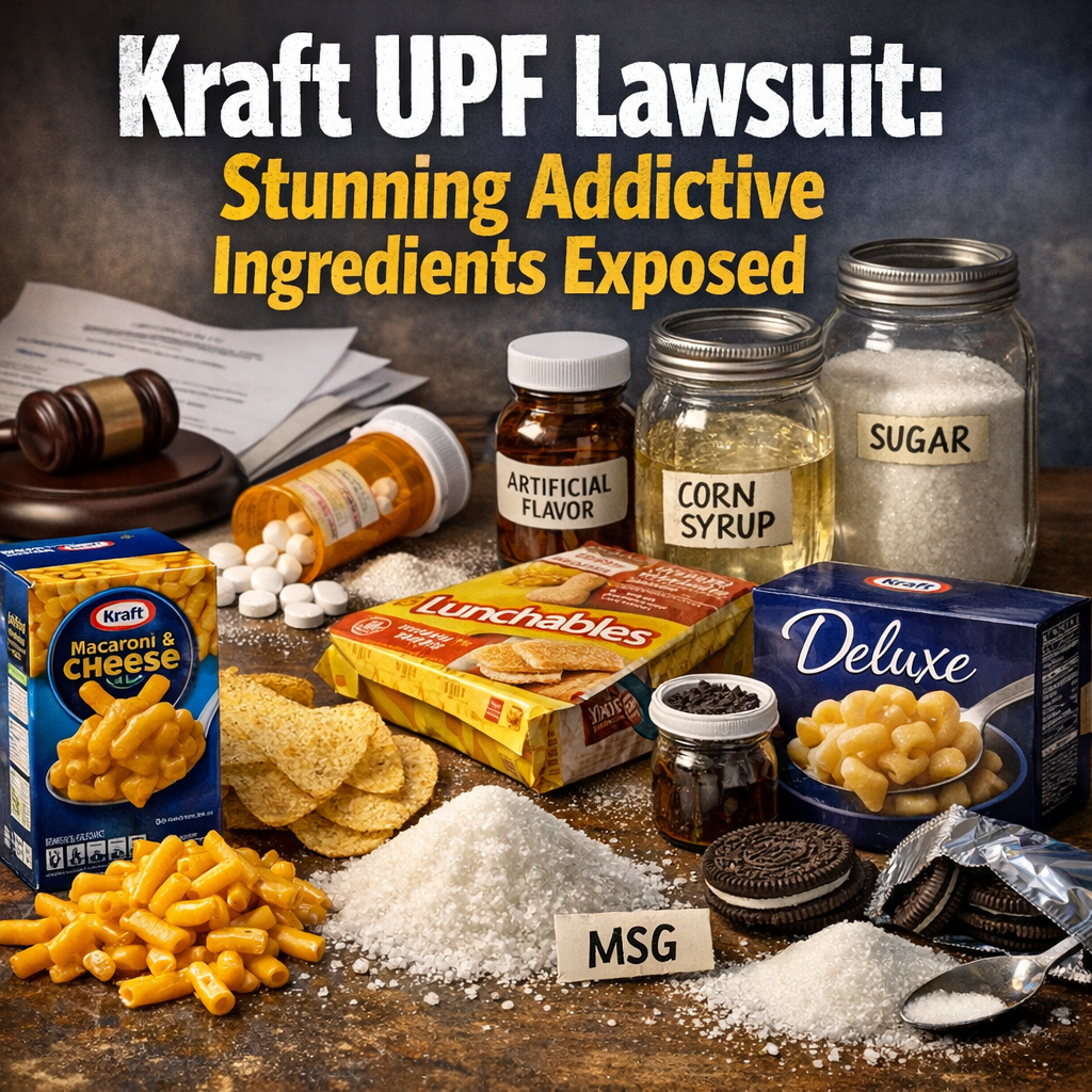 Illustration of Kraft UPF Lawsuit: Stunning Addictive Ingredients Exposed