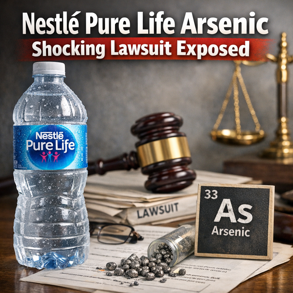 Illustration of Nestle Pure Life Arsenic Shocking Lawsuit Exposed