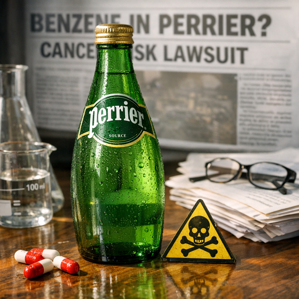 Illustration of Perrier Benzene Alert: Shocking Cancer Risk Suit