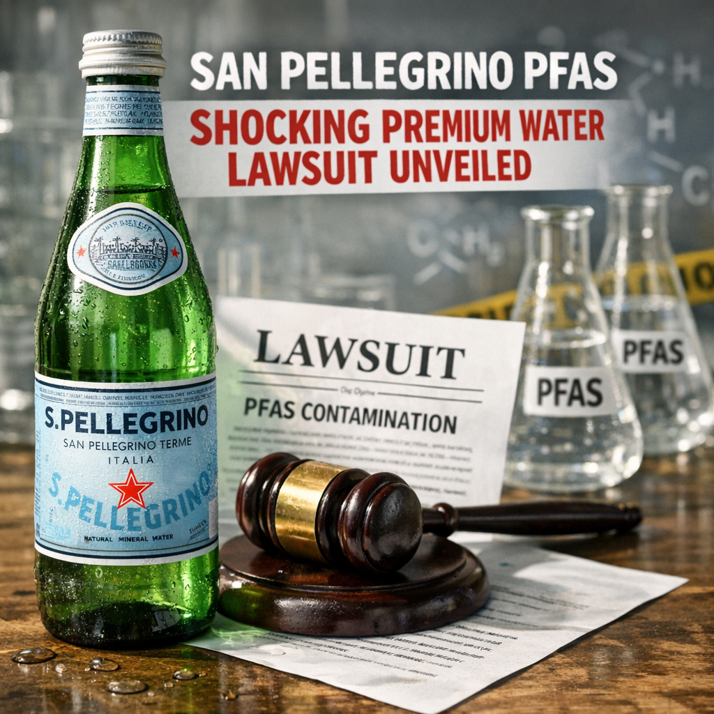 Illustration of San Pellegrino PFAS: Shocking Premium Water Lawsuit Unveiled