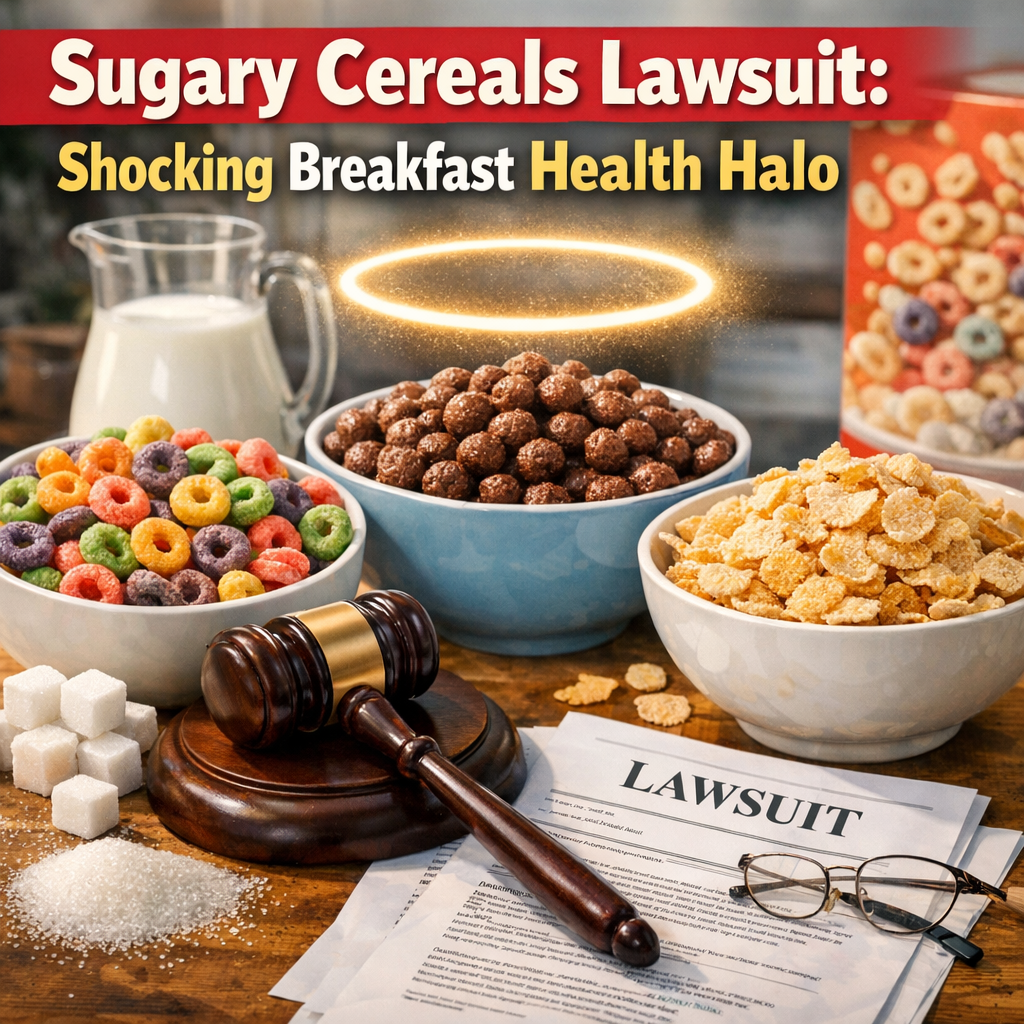 Illustration of Sugary Cereals Lawsuit: Shocking Breakfast Health Halo
